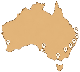 Australia delivery map with city markers